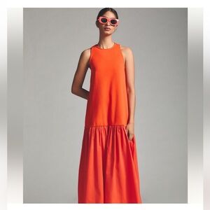 Maeve by Anthropologie - XL - orange sleeveless flouncy maxi dress - EUC